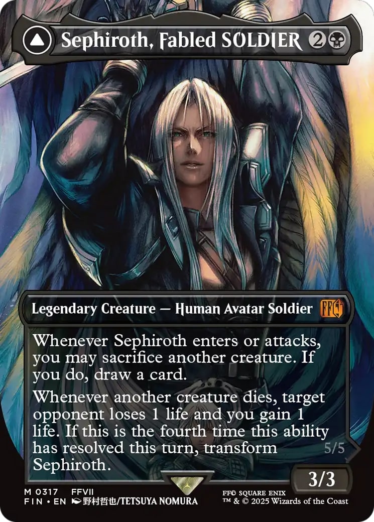 Sephiroth, Fabled SOLDIER // Sephiroth, One-Winged Angel (Alt art, borderless)